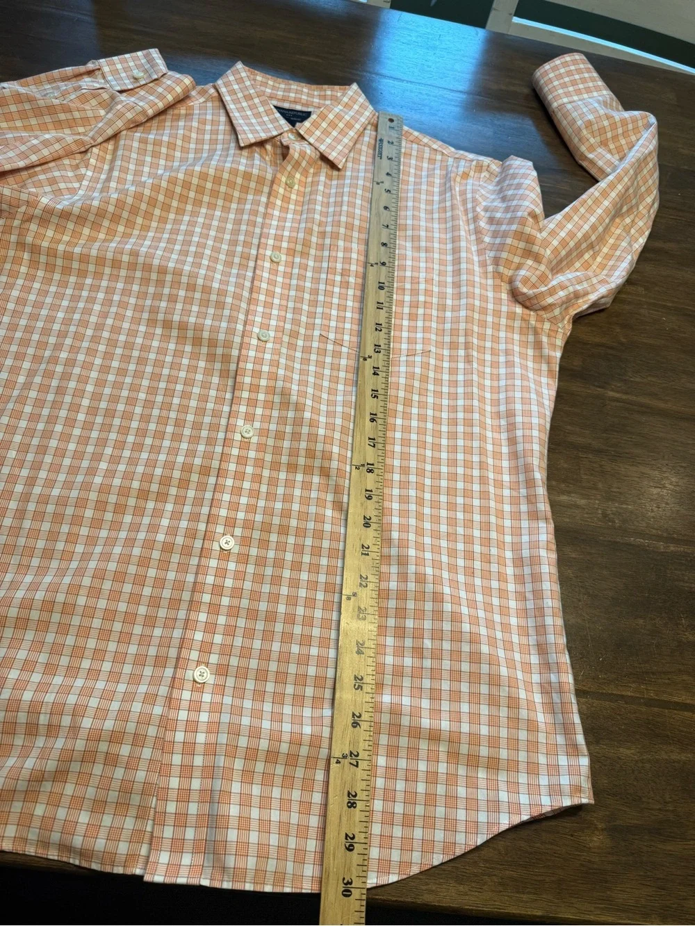 Banana Republic Men’s Orange White Plaid Long Sleeve Button Up Shirt SZ L Preppy